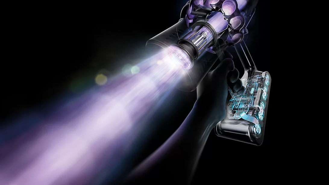 Dyson vacuum cleaner suction power shown in an action